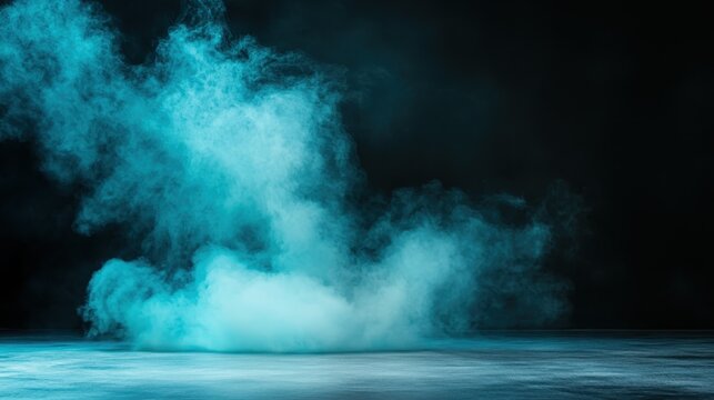 An ethereal and abstract composition of blue smoke elegantly swirling against a dark background, evoking mystery and intrigue in its aesthetic presentation.
