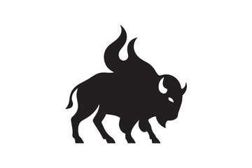Bison Spirit silhouette vector with white background