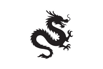 Chinese Dragon silhouette vector with white background
