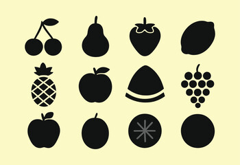 Minimalist Fruit Silhouettes Vector Icons & Graphics