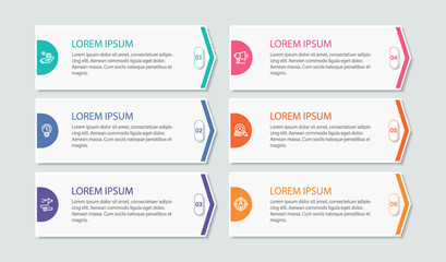 Infographic design template with 6 options, steps	
