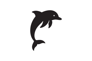 Dolphin Jump silhouette vector with white background