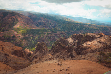 Looking down into Waimea Canyon Kauai Hawaii USA