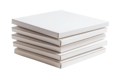 Stack of white boxes with a white background