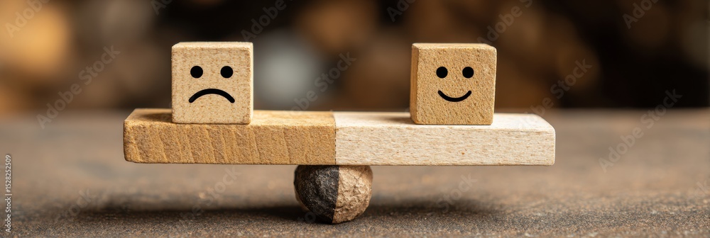 Poster emotional balance scale showing positivity with clear left side for enhanced stability and well-bein