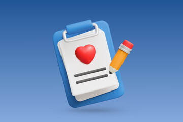 3D rendering of a Clipboard on a blue background.