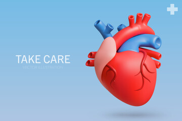 3D rendering of a Heart anatomy on a blue background.