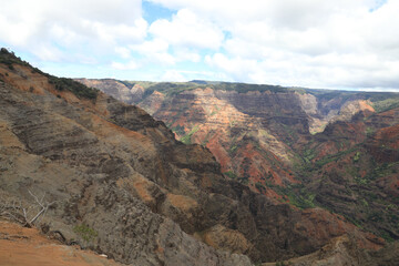 Looking down into Waimea Canyon Kauai Hawaii USA