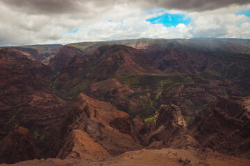 Looking down into Waimea Canyon Kauai Hawaii USA