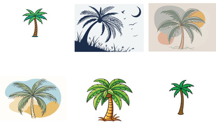 Obraz premium set of palm trees on white