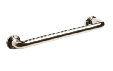 Silver bar is attached to a wall