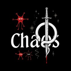 Abstract Chaos Symbol Illustration – 3D Concept Art in Red and Black