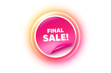 Final sale sticker orange gradient. Paper offer price tag. Final Sale tag. Special offer price sign. Advertising Discounts symbol. Sticker label. Grain dots effect. Vector
