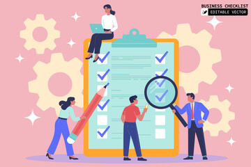 Business Checklist Vector Illustration &ndash; Organized Task Planning Concept