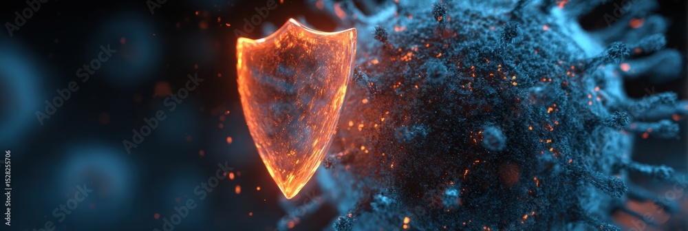 Poster pulsing antivirus shield actively deflecting phishing bug threat in digital cybersecurity realm