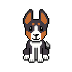 Pixel art cute basenji dog vector in retro style