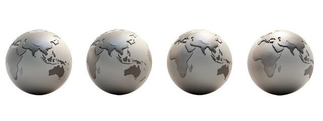 Obraz premium A set of three 3D renderings of a globe.