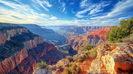 Beautiful Canyon Landscape with Red Rocks and Blue Skies 
