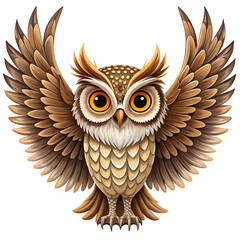 owl wing spread vector isolated on transparent background