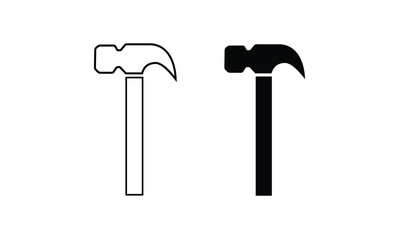 Hammer icon.  Claw hammer vector icon. Hammer black silhouette vector icon. Hammer icon in trendy flat style design.