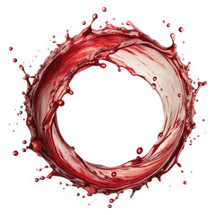 red wine splash in the shape of circle drink swirl isolated on transparent white background png, clipping path