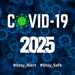 COVID-19 2025 Concept Illustration with Virus Particles Background Post Design