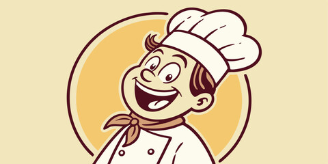 Happy Chef Cartoon Character Logo Design Perfect for Restaurants Branding and Culinary Businesses