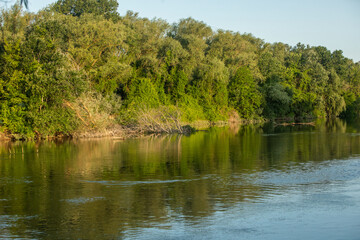 landscape with beautiful and green nature in the Republic of Moldova. Amazing green in the villages of Moldova. Summer the most beautiful season.