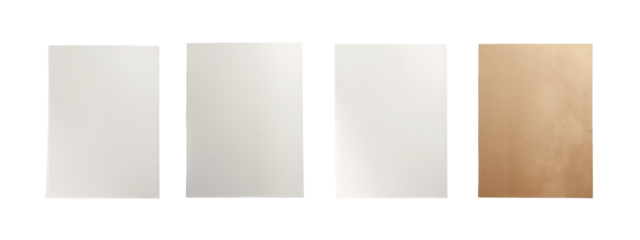 A set of four different colored sheets of paper