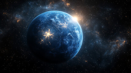 Obraz premium Celestial Orb Earth-like Planet in Cosmic Expanse