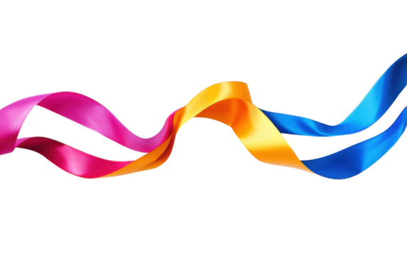 Ribbon with a pink, yellow, and blue stripe