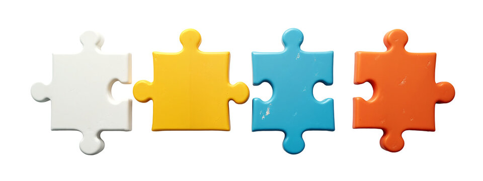 A group of four pieces of a jigsaw puzzle