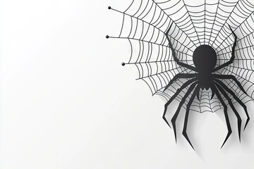 Obraz premium Silhouette of a spider in a web against a white background.