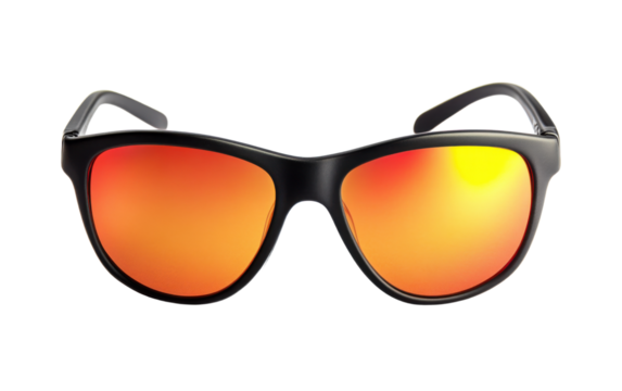 Pair of sunglasses with red lenses