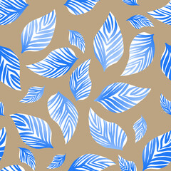 seamless pattern with blue leaves