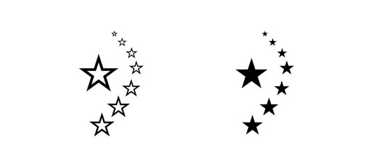 Shooting star icon. falling star symbol. srat trail sign. star icon png and vector illustration on transparent background