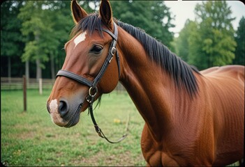 Fototapeta premium portrait of a brown horse