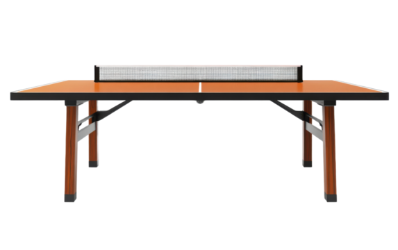 Wooden table with a net on it