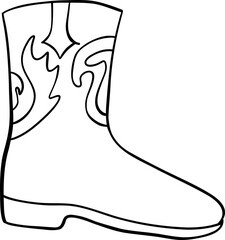 Cowboy boot outline western footwear leather boot decorative stitching western style footwear design boot silhouette cowboy equipment outline