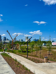 Landscape: park and city panorama