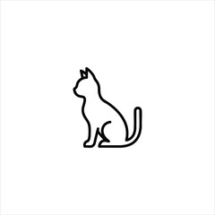 Cat Silhouette Line Icon Pet Feline Art