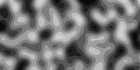 Abstract contour topography vector seamless pattern in grayscale for creative design and background usage