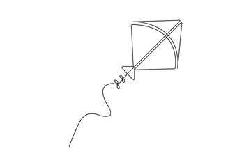 Minimalist Kite Continuous One Line Art Illustration