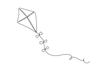 Minimalist Kite Continuous One Line Art Illustration