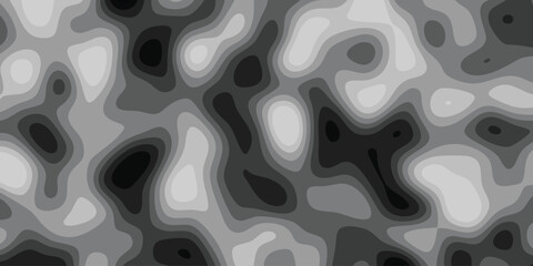 Abstract topographic contours seamless pattern in shades of gray illustrating digital landscape or terrain for background and design