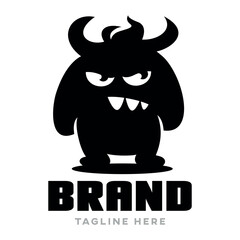 Modern black monster logo. Vector illustration