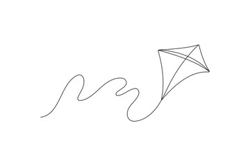 Minimalist Kite Continuous One Line Art Illustration