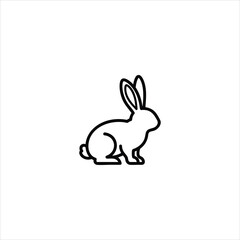 Rabbit Silhouette Line Icon Bunny Hare