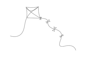 Minimalist Kite Continuous One Line Art Illustration
