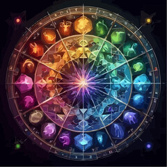 Naklejka premium artistic illustration of the esoteric circle of signs 3